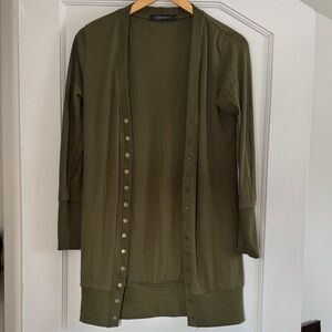 Olive Green Button-Up Cardigan